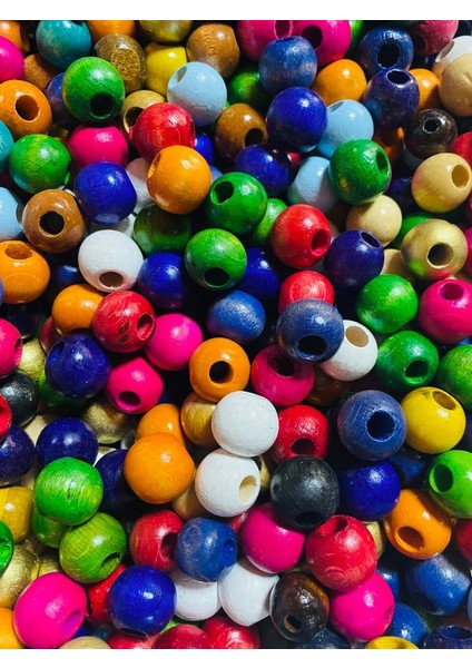 20 mm Karışık Renkli Ahşap Boncuk - 40 Adet fiyatları