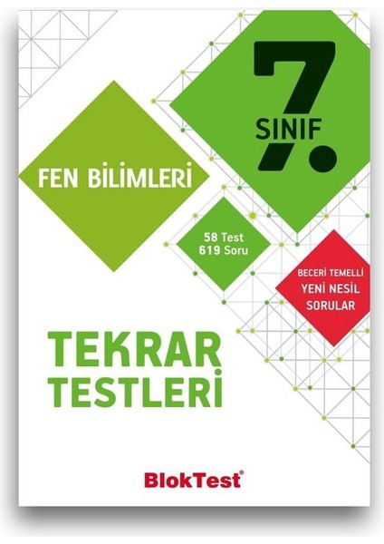 Tudem Yayınları 7. Sınıf Bloktest Fen Bilimleri Tekrar Testleri