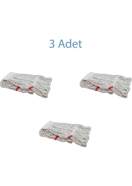 Islak Mop Püskül Paspas Başlığı Dar Beyaz 17 cm 350 gr Pamuklu 3 Adet