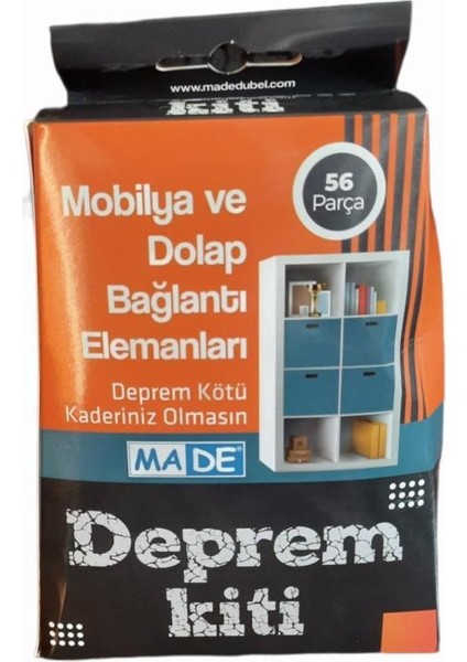 Asil Metal Made Deprem Kiti Mobilya Dolap Sabitleme Set 56 Pr