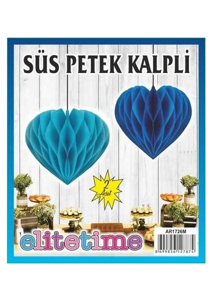 Süs Ponpon Kalpli Mavi 2'li Set 1 Paket