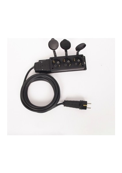 45 Metre 3lü Kauçuk Siyah Uzatma Kablosu - Seyyar Ara Kablo