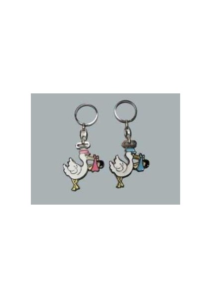 Anahtarlık Leylekli Yerli Pembe 1 Adet