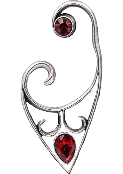Kadın Antik Gümüş Kaplama Çivili Model Kırmızı Kristal Kesme Taşlı Ear Cuff Sağ Kulak Küpe indirimleri