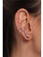 Kadın Antik Gümüş Kaplama Sıkıştırmalı Model Yılan Formlu Kıkırdak Küpe & Earcuff 1