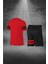 Erkek Kırmızı Dri-Fit Kumaş Baskısız Yuvarlak Yaka Kısa Kol Tişört Şort Alt Üst Takım (S-3xl) 4