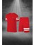 Erkek Kırmızı Dri-Fit Kumaş Baskısız Yuvarlak Yaka Kısa Kol Tişört Şort Alt Üst Takımı (S-3xl) 1