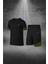 Erkek Siyah Dri-Fit Kumaş Baskısız Yuvarlak Yaka Kısa Kol Tişört Şort Alt Üst Takımı (S-3xl) 1