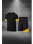 Erkek Siyah Dri-Fit Kumaş Baskısız Yuvarlak Yaka Kısa Kol Regular Tişört Şort Alt Üst Ikili Takım (S-3xl) 1