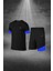 Erkek Siyah Dri-Fit Kumaş Sıfır Yaka Kısa Kol Konforlu Tişört Şort Alt Üst Takım (S-3xl) 1