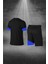Erkek Siyah Dri-Fit Kumaş Sıfır Yaka Kısa Kol Konforlu Tişört Şort Alt Üst Takım (S-3xl) 4