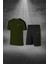 Erkek Haki Dri-Fit Kumaş Yürüyüş ve Koşu Için Konforlu Cepli Sıfır Yaka Tişört Şort Ikili Alt Üst Seti (S-3xl) 1