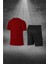 Erkek Bordo Dri-Fit Kumaş Günlük Rahat Kısa Kol Tişört Şort Spor Takım Seti (S-3xl) 4