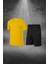 Erkek Sarı Dri-Fit Kumaş Rahat Günlük Sporcu Konforlu Tişört Şort Koşu Seti (S-3xl) 1