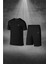 Erkek Siyah Dri-Fit Kumaş Yuvarlak Yaka Cepli Şık Konforlu Tişört Şort Seti (S-3xl) 1