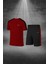 Erkek Bordo Dri-Fit Kumaş Cepli Baskısız Bisiklet Yaka Sporcu Tişört Şort Alt Üst Ikili Takım (S-3xl) 1