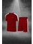 Erkek Bordo Dri-Fit Kumaş Spor Için Konforlu Cepli Kısa Kol Tişört Şort Ikili Takım (S-3xl) 1