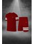 Büyük Beden Erkek Bordo Dri-Fit Kumaş Baskısız Günlük Rahat Tişört Şort Spor Takım Seti (4XL-10XL) 1