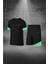 Büyük Beden Erkek Siyah Dri-Fit Kumaş Yürüyüş ve Koşu Için Konforlu Cepli Sıfır Yaka Tişört Şort Ikili Alt Üst Seti (4XL-10XL) 1