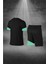 Büyük Beden Erkek Siyah Dri-Fit Kumaş Yürüyüş ve Koşu Için Konforlu Cepli Sıfır Yaka Tişört Şort Ikili Alt Üst Seti (4XL-10XL) 4