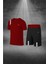 Battal Beden Erkek Bordo Dri-Fit Kumaş Cepli Baskısız Bisiklet Yaka Tişört Şort Sporcu Alt Üst Takım (4XL-10XL) 1