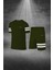 Büyük Beden Erkek Haki Dri-Fit Kumaş Koşu ve Yürüyüş Için Rahat Konforlu Tişört Şort Takımı (4XL-10XL) 1