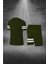 Büyük Beden Erkek Haki Dri-Fit Kumaş Koşu ve Yürüyüş Için Rahat Konforlu Tişört Şort Takımı (4XL-10XL) 4