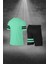 Büyük Beden Erkek Su Yeşili Dri-Fit Kumaş Yürüyüş ve Koşu Için Konforlu Cepli Sıfır Yaka Tişört Şort Ikili Alt Üst Seti (4XL-10XL) 4