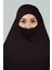 Hazır Türban Peçeli Pratik Eşarp Tesettür Nikaplı Hijab - Namaz Örtüsü Sufle (3Xl) - Koyu Kahverengi 4