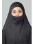 Hazır Türban Peçeli Pratik Eşarp Tesettür Nikaplı Hijab - Namaz Örtüsü Sufle (3Xl) - Füme 4