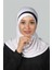Pratik Eşarp Hazır Türban Özel Hilal Detaylı Hijab - Beyaz - Siyah 1