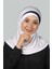 Pratik Eşarp Hazır Türban Özel Hilal Detaylı Hijab - Beyaz - Siyah 4