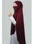 Hazır Türban Peçeli Pratik Eşarp Tesettür Nikaplı Hijab - Namaz Örtüsü Sufle (5Xl) - Bordo 3