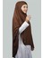 Hazır Türban Peçeli Pratik Eşarp Tesettür Nikaplı Hijab - Namaz Örtüsü Sufle (5Xl) - Çikolata 2