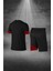 Erkek Siyah Dri-Fit Kumaş Bisiklet Yaka Kısa Kol Günlük Tişört Şort Takım (S-3xl) 4