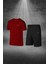 Erkek Bordo Dri-Fit Kumaş Yuvarlak Yaka Cepli Şık Konforlu Tişört Şort Seti (S-3xl) 1