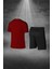 Erkek Bordo Dri-Fit Kumaş Yuvarlak Yaka Cepli Şık Konforlu Tişört Şort Seti (S-3xl) 4