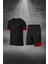 Büyük Beden Erkek Siyah Dri-Fit Kumaş Bisiklet Yaka Kısa Kol Günlük Tişört Şort (4XL-10XL) 1