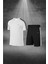 Büyük Beden Erkek Beyaz Dri-Fit Kumaş Baskısız Yuvarlak Yaka Kısa Kol Tişört Şort Alt Üst Takım (4XL-10XL) 1