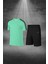 Battal Beden Erkek Su Yeşili Dri-Fit Kumaş Spor Için Konforlu Cepli Kısa Kol Tişört Şort Ikili Takım (4XL-10XL) 1