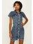 Kadın Önden Düğmeli Denim Elbise 4