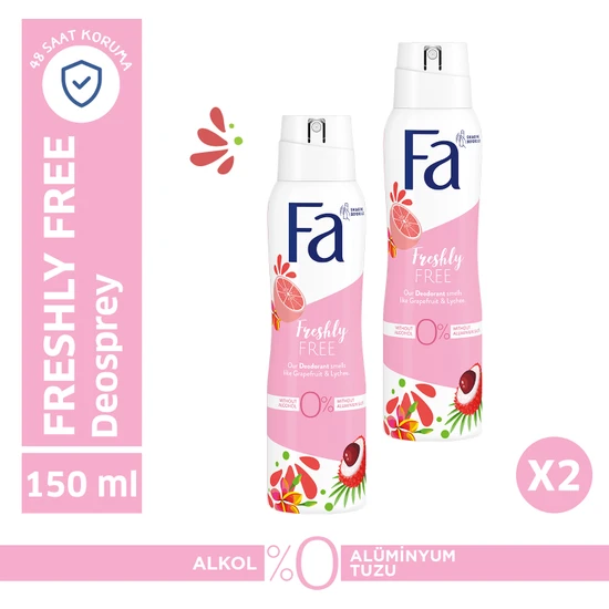 Fa Freshly Free Greyfurt & Liçi Sprey Deodorant 150 Ml X 2 Adet