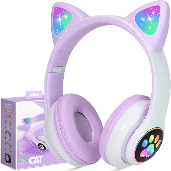 Robeve LED Işıklı Bluetooth Kedi Kulaklık