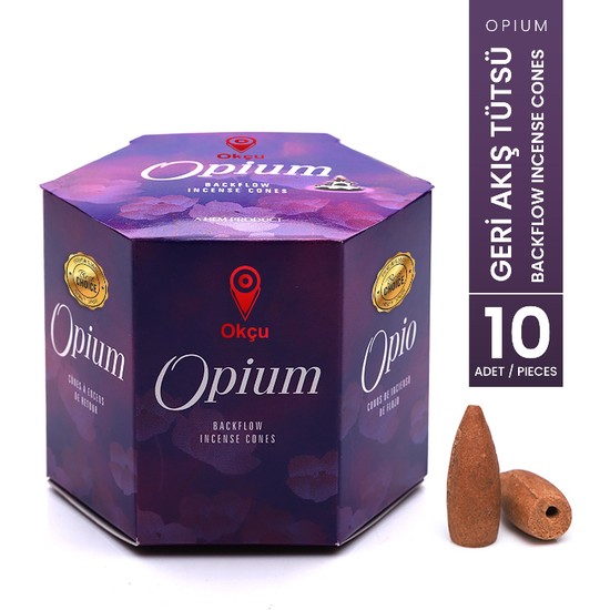 Okçu Opium / Opio Geri Akışlı Tütsü Şelale Konik Backflow Incense Cones 10 Adet / Pieces
