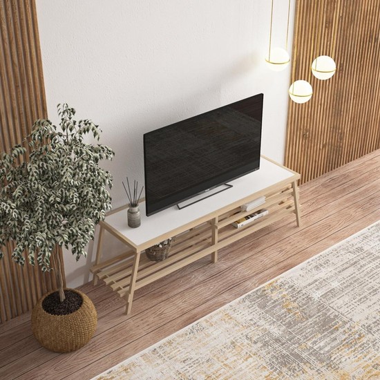 Modimo Elegant Çift Katlı Tv ÜnitesiBeyaz Fiyatı