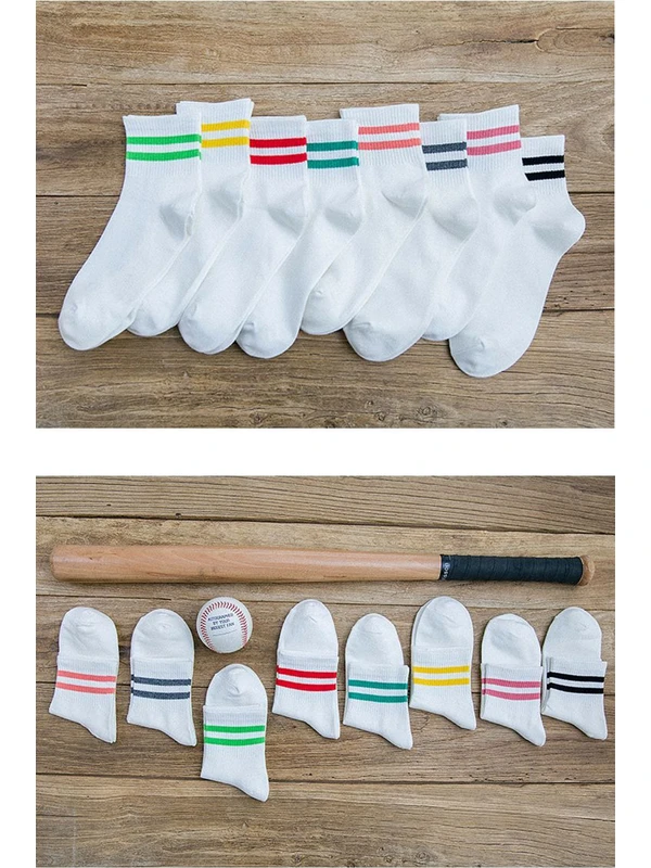 Bgk Unisex 8 Çift Koton Ekonomik Beyaz Renk Desenli Tenis Çorap