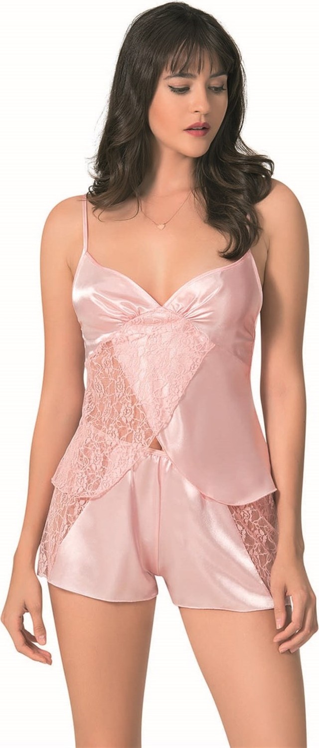 Aria's Closet Somon Saten Babydoll Şort Takımı