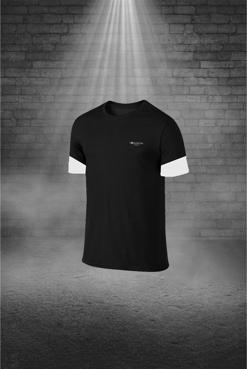 POSEIDON STORM Erkek Siyah Dri-Fit Kumaş Baskısız Yuvarlak Yaka Kısa Kol Tişört Şort Alt Üst Takımı (S-3xl) görsel 2