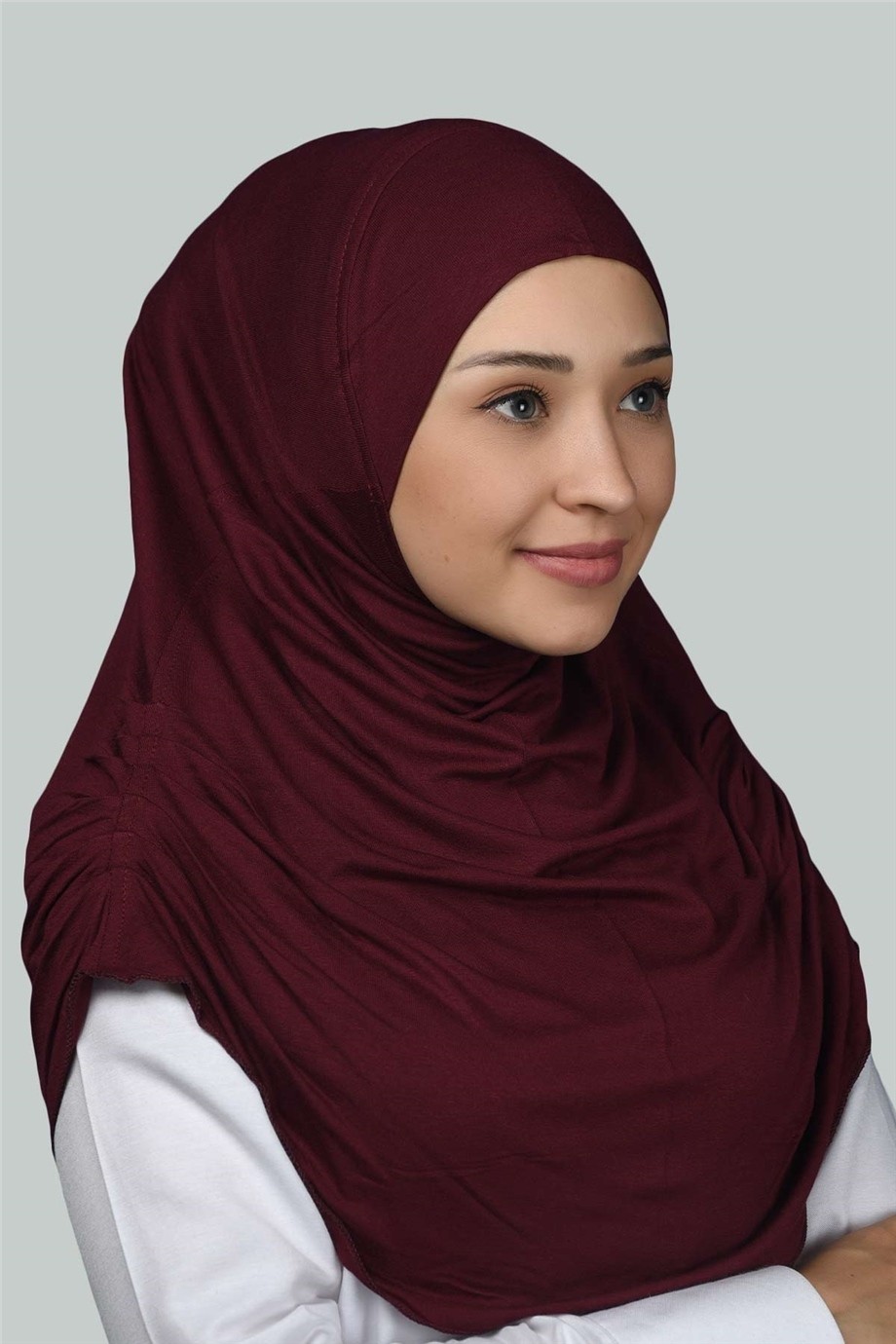 Altobeh Hazır Türban Büzgülü Pileli Pratik Eşarp Tesettür Hijab - Namaz Örtüsü - Ekru görsel 6