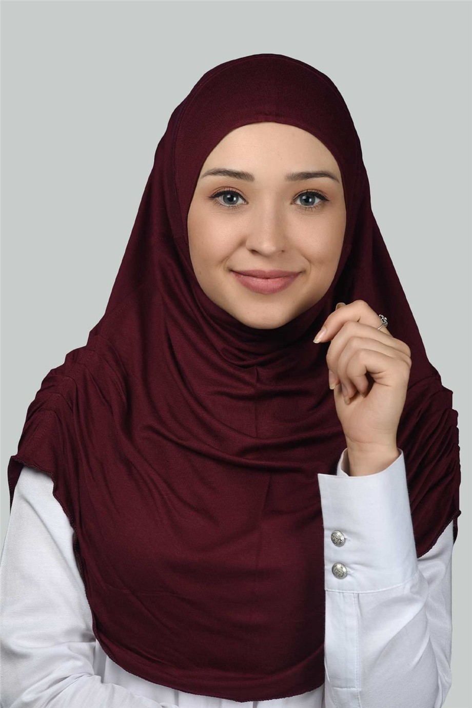 Altobeh Hazır Türban Büzgülü Pileli Pratik Eşarp Tesettür Hijab - Namaz Örtüsü - Ekru görsel 8